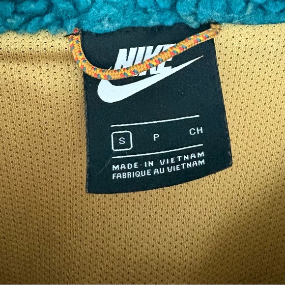Nike Heritage Sherpa Quarter ZipFleece Hooded Size S Gold Teal - Picture 4 of 7
